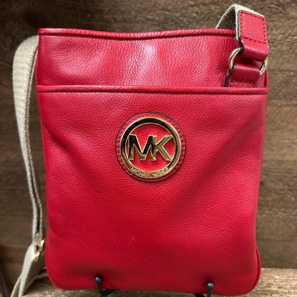 Michael Kors Red Leather Crossbody Bag - Picture 6 of 8